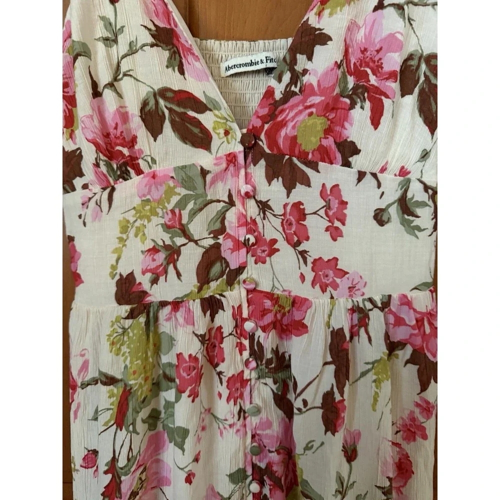 Women's Abercrombie & Fitch Floral Pink Maxi Dress Size Small V-Neck